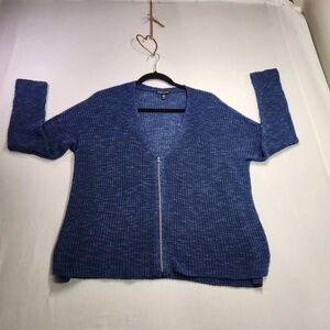 ⭐️Eileen Fisher Blue Lightweight V-Neck Zip Sweater Size Medium | Organic Linen